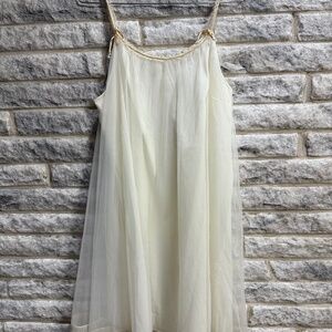 Vintage Van Raalte Women'scIvory Nylon Nightgown Chiffon Lace Size Large Bridal